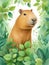 Capybara funny animal. Cute mammal illustration