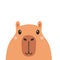 Capybara head icon. Cute cartoon kawaii funny baby character. Water pig. Smiling face head. Childish style. Sticker print,