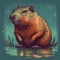 capybara illustration super cute in sticker style,Generated by AI