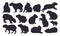 Capybara silhouettes. Semi-aquatic capybara wild animals cute animals, cute mammal hydrochoerus stencil flat vector illustration