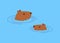 Capybara in water. guinea pig swims. Vector illustration