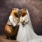 Capybaras - bride and groom, wedding ceremony,