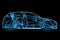 Car 3D rendered xray blue