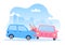 Car Accident Background Illustration with Two Cars Colliding or Hitting Something on the Road Causing Damage in Cartoon Flat Style