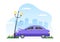 Car Accident Background Illustration with Two Cars Colliding or Hitting Something on the Road Causing Damage in Cartoon Flat Style