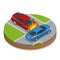 Car accident. Car crash. Flat 3d vector isometric illustration.