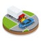 Car accident. Car crash. Flat 3d vector isometric illustration.