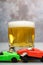 car accident with cup of beer at the background concept of drunk driving no logo no trademark