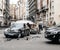 Car accident on PAris street between luxury limousine Lancia Th