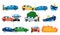 Car accident set. Isolated cartoon car crash icon