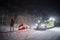 Car accident on slippery winter road at night