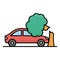 Car accident with tree Isolated Vector icon that can be easily modified or edited
