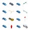 Car Accidents Isometric Icons Set