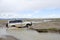 Car across the river in Tibet