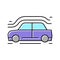 car aerodynamics test color icon vector illustration