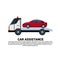Car Assistance Banner With Roadside Service Towing auto Evacuation Concept