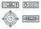 Car audio speaker icons set, outline style
