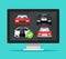 Car auto auction online on desktop computer or pc rental vehicle internet shop website comparison with choosing