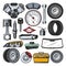 Car auto parts, engine, tires and tools