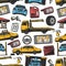 Car auto transport service parts seamless pattern