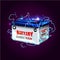 Car battery with electric sparks lighting effect. power energy c