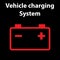 Car battery icon. Electric charging system. Dashboard warning signs. Vector illustration.