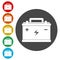 Car battery icon, Electricity accumulator battery icon