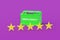 Car battery with inscription green energy near five rating stars