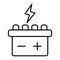 Car battery thin line icon. Accumulator vector illustration isolated on white. Electricity outline style design