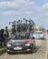 The Car of BMC Racing Team on the Roads of Paris Roubaix Cycling