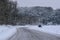 Car Breakdown in Snowy Road / Landscape in French Countryside during Winter