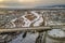 The car bridge and junction over frozen Selenga river in the Siberian town of Ulan-Ude, Buryatiya, Russia.