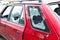 Car with broken windows. A criminal incident. Broken glass window car damaged has accident. Broken glass. Thief broken