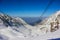 Car cable lines passing over the famous Transfagarasan road, covered in snow