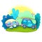 Car and caravan travel outdoor. RV car vector illustration on white background. Summer holiday transport