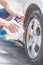 Car care, wheel rim cleaning and polishing