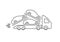 Car carrier icon from thin lines. Car delivery. The cars are on a truck