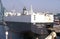 Car carrier ship in Gdynia harbor, stern and steerboard side, northern Poland, Europe.