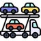 Car carrier trailer icon, transportation related vector