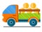 Car Carrying Hay in a Trailer Vector Illustration