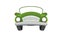 Car. Cartoon comic funny style. Front view. Green Automobile. Auto in flat design. Cabriolet. Childrens illustration