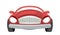 Car. Cartoon comic funny style. Front view. Red Automobile. Auto in flat design. Cabriolet. Childrens illustration