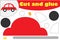 Car in cartoon style, education game for the development of preschool children, use scissors and glue to create the applique, cut