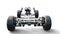 Car chassis with engine on white isolate. 3d rendering.