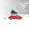 Car with christmas tree, winter blizzard for your