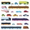 Car collection. Vehicles city transportation. Cars helicopter tram bus taxi police convertible scooter motorcycle smart