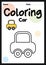 Car coloring page picture worksheet for preschool, kindergarten & Montessori kids to practice coloring activities