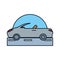 Car convertible in road isolated icon