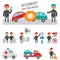 Car crash and accident on the road infographic elements.