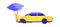 Car crash. Auto crashed into tree. Automobile smoke, accident on nature. Broken transport vector illustration